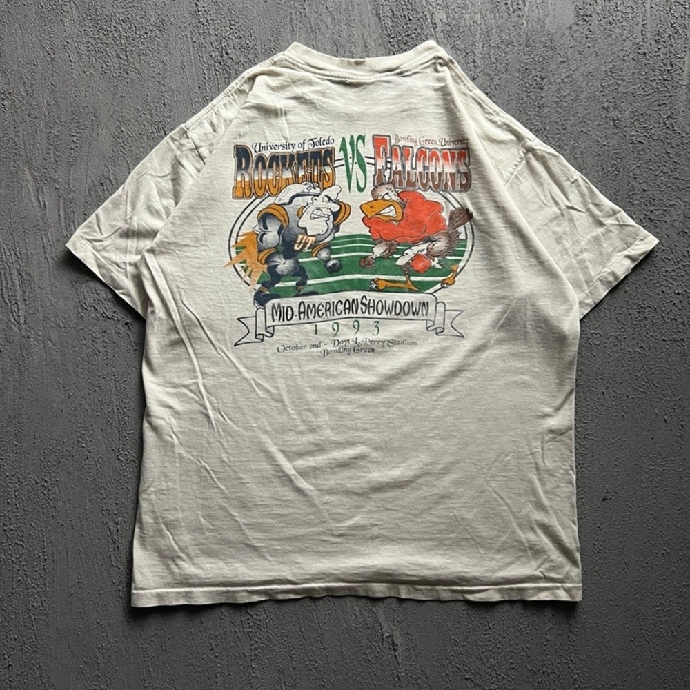 Vintage Bowling Green Falcons‎ Shirt XL White 1990s Toledo Rockets  NCAA